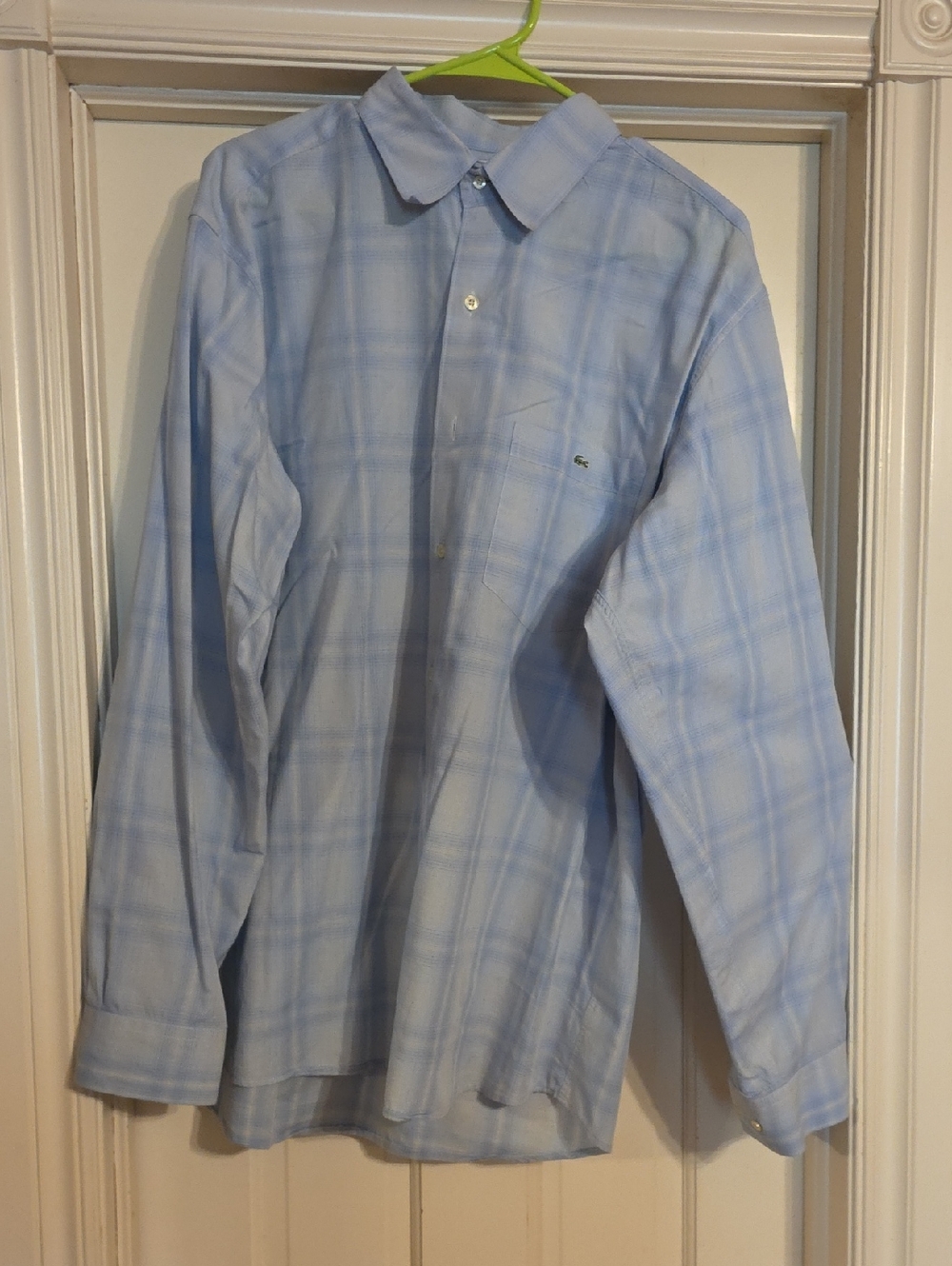 Lacoste Men’s Light Blue Plaid Dress Shirt
